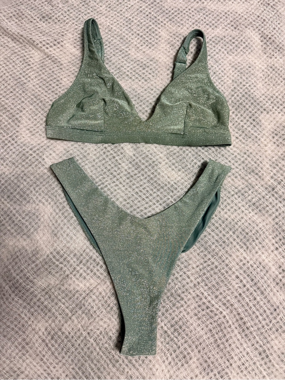 Shimmery Seafoam Green Two-Piece Bikini Set